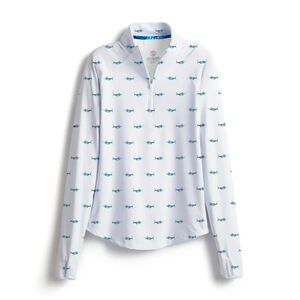 SCALES Tropical Marlin Women's Long Sleeve Quarter-Zip White Top Size L NWT